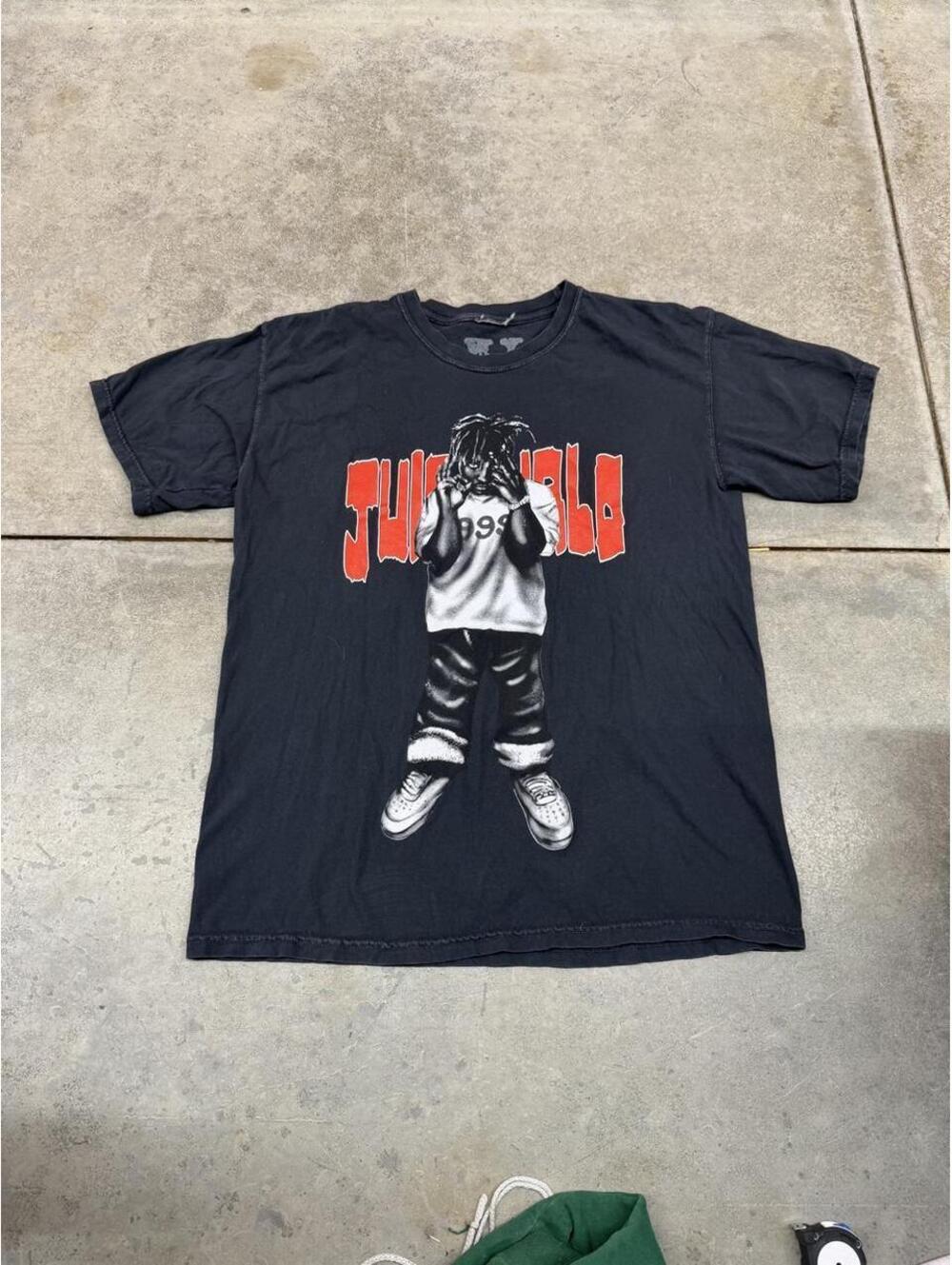 juice wrld vlone faded black rapper music shirt size large